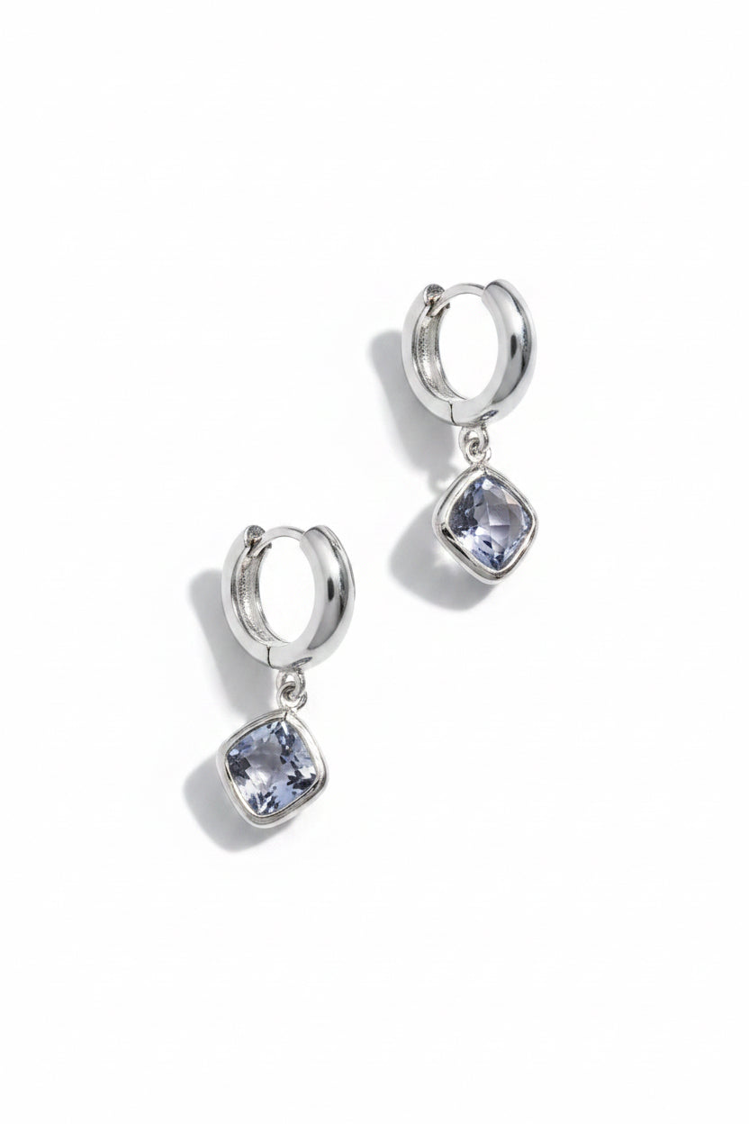 Provence  Lavender Rhombus Jewel on Huggies Silver