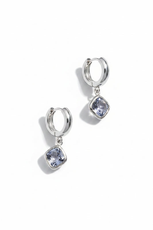Provence  Lavender Rhombus Jewel on Huggies Silver