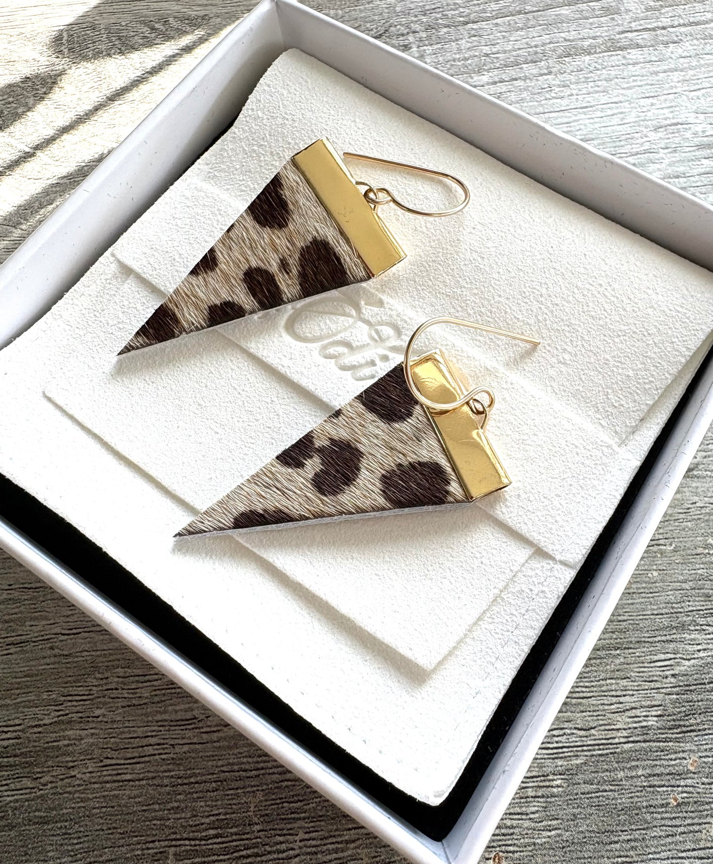 Leopard Luxe Leather Spear Earrings