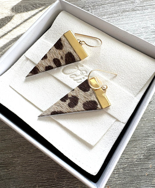 Leopard Luxe Leather Spear Earrings