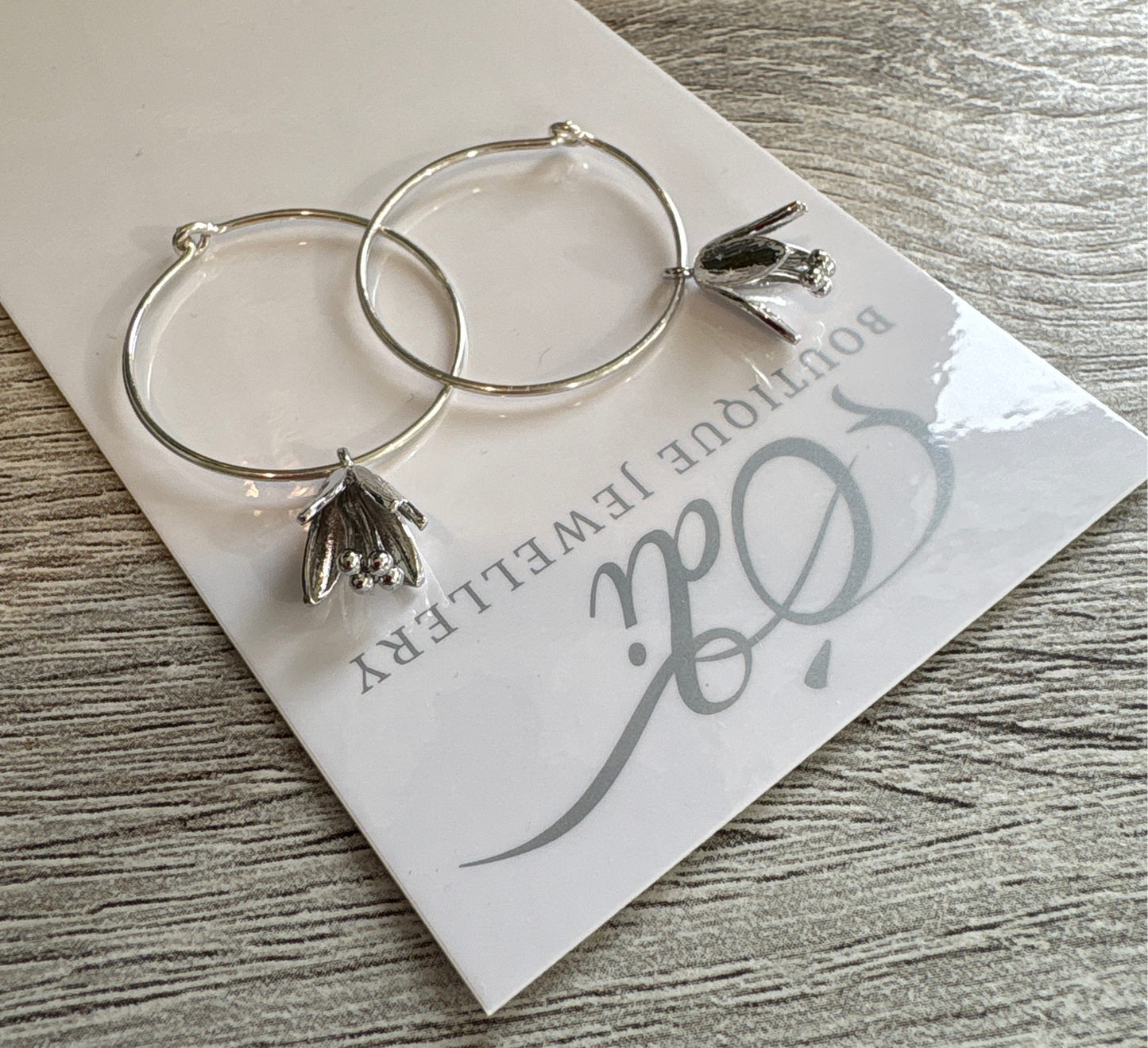 Luxe Loan Botanical Silver Hoop Earrings