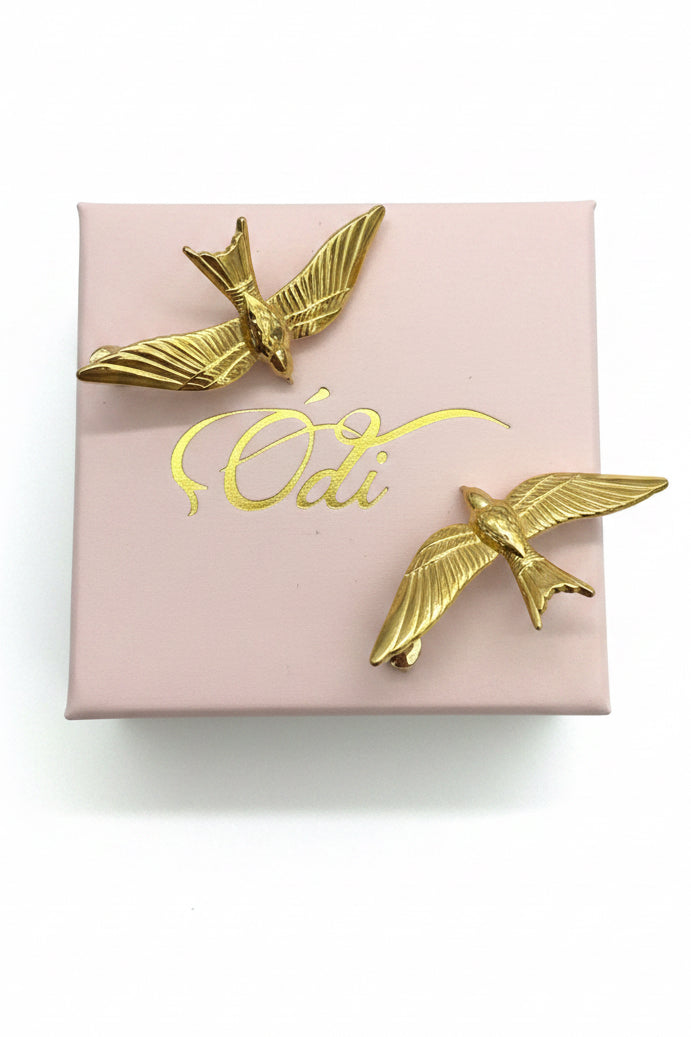 Soaring Birds Stud Earrings Stainless Steel