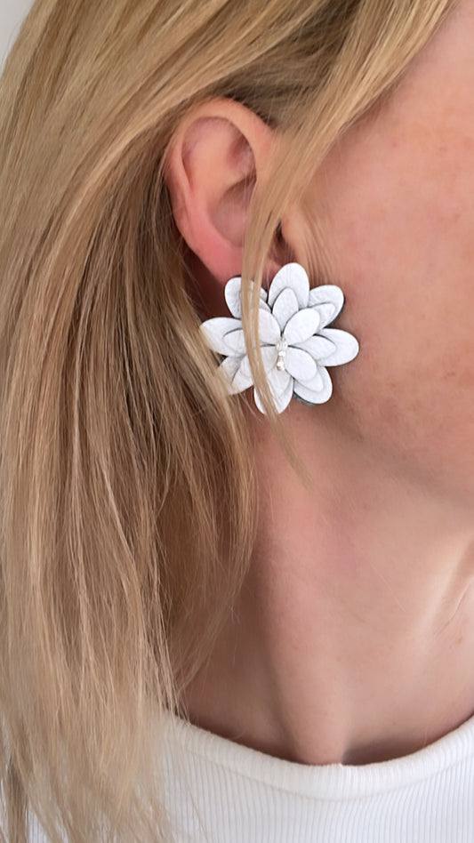 15 Statement Dahlia Studs-White