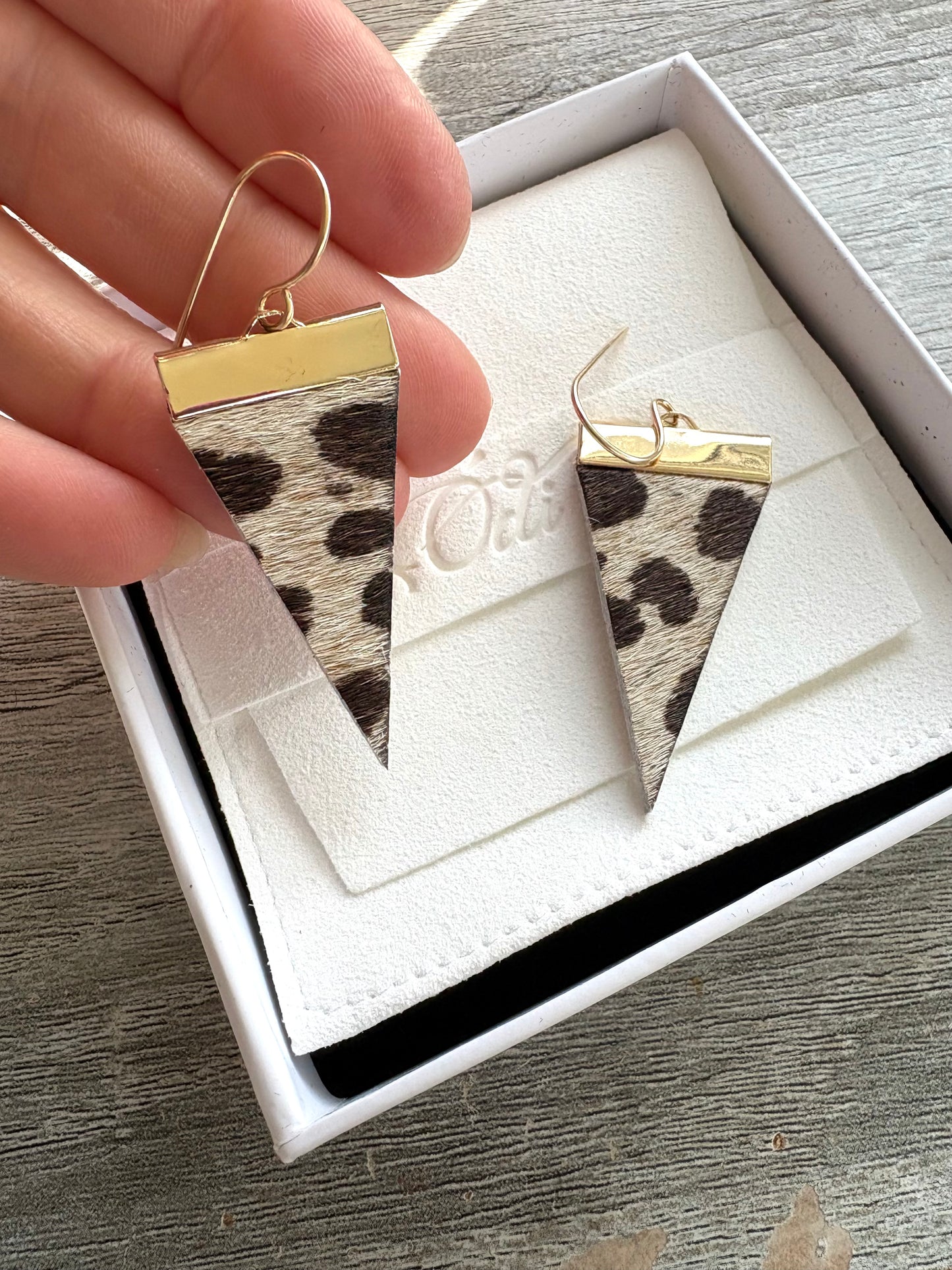Leopard Luxe Leather Spear Earrings