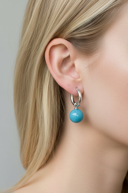 Turquoise Pearl Earrings Gold or Silver