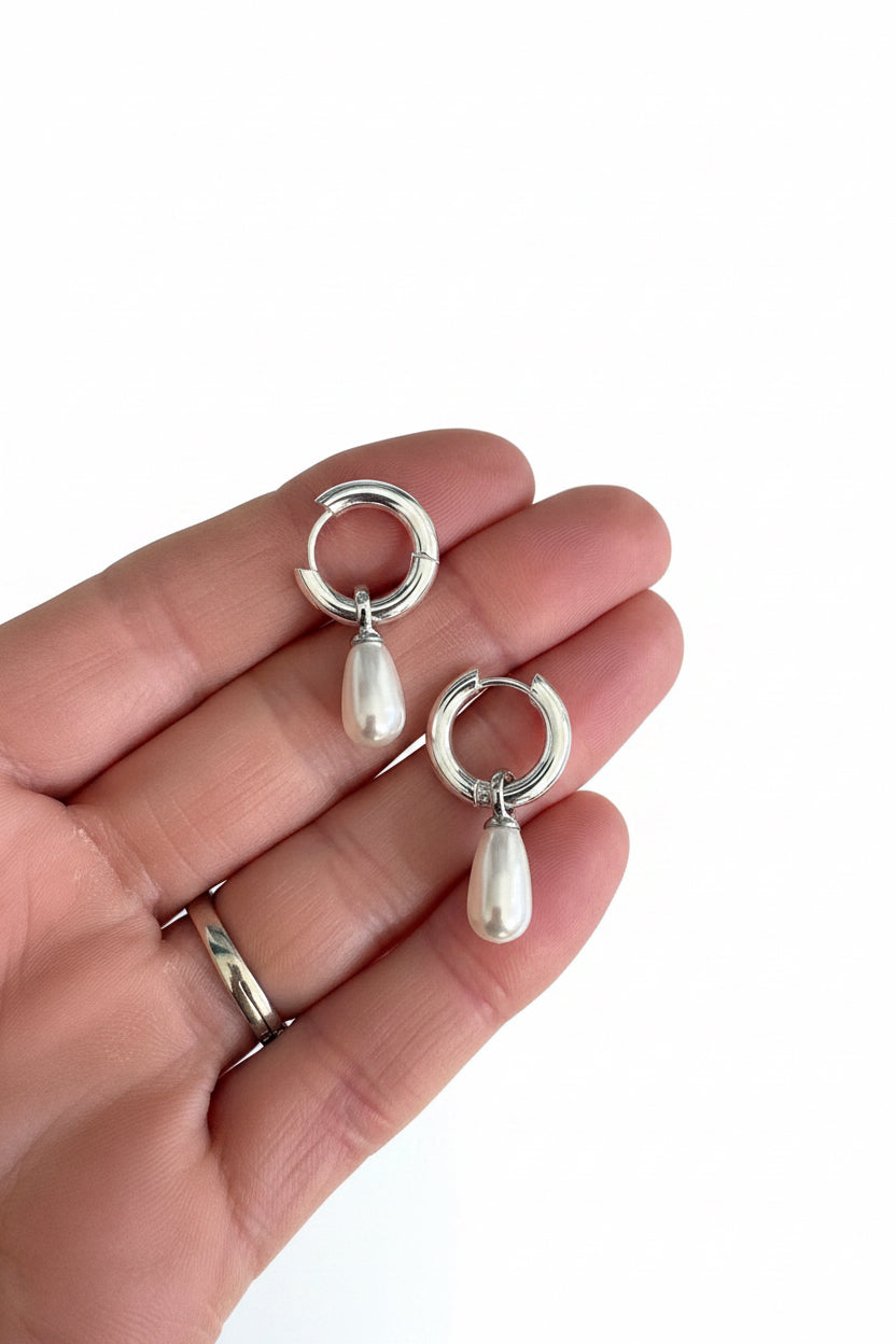 Pearl Droplet Hoops