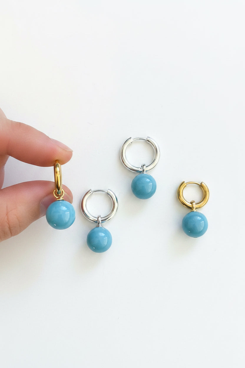 Turquoise Pearl Earrings Gold or Silver