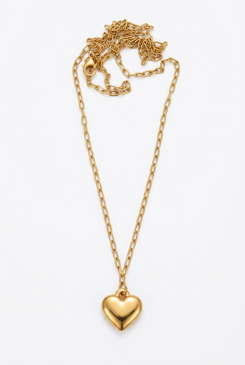 Heart On and String- Stainless Steel Gold Necklace