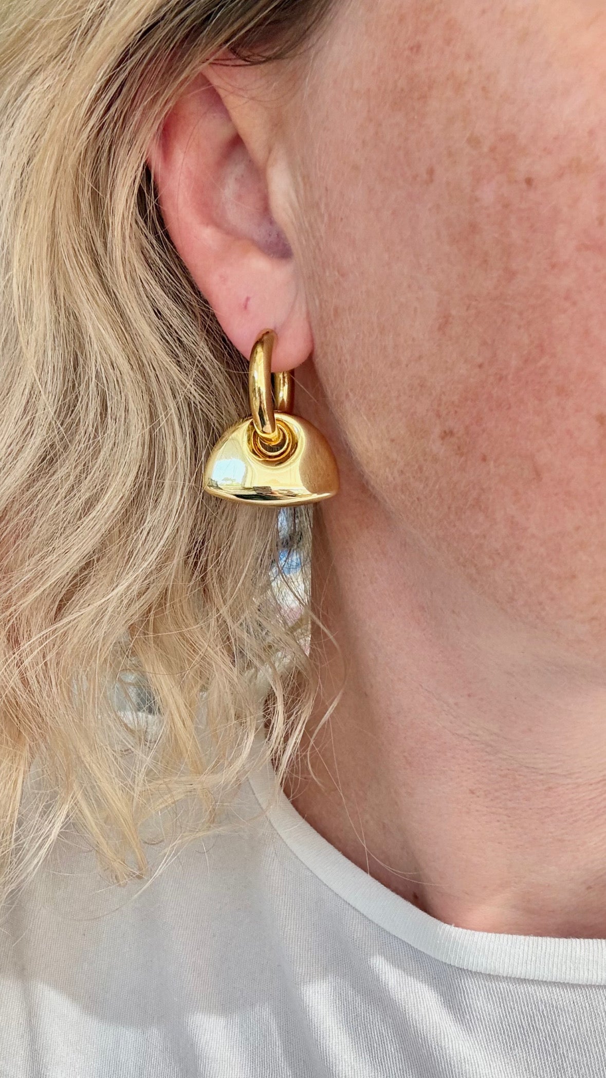 Gold Ingot Modern Hoop Earrings