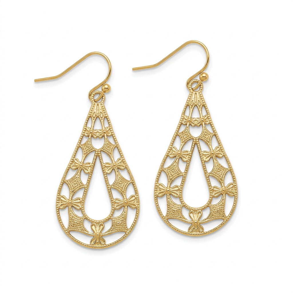Vintage Gold Tear Earrings