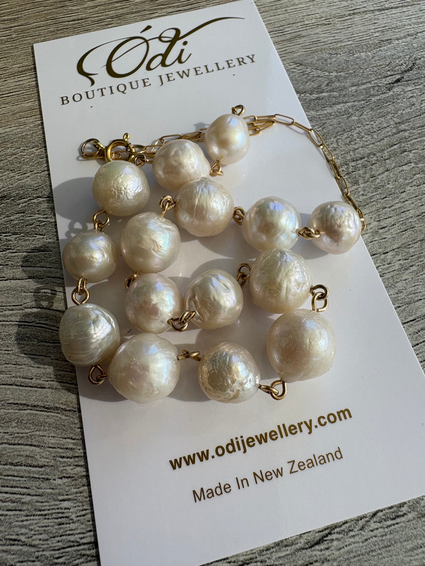 14Karat Gold Fill Linked Fresh Water Pearl Necklace with Paperclip Chain