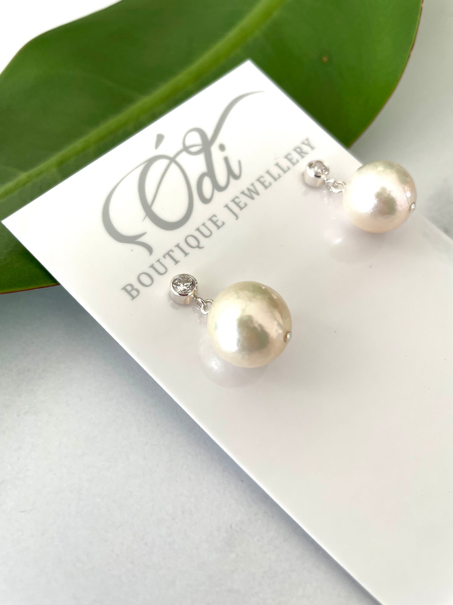 PRE ORDER ETA 2 WEEKS - CZ-Sterling Silver Large Pearl Stud Earrings
