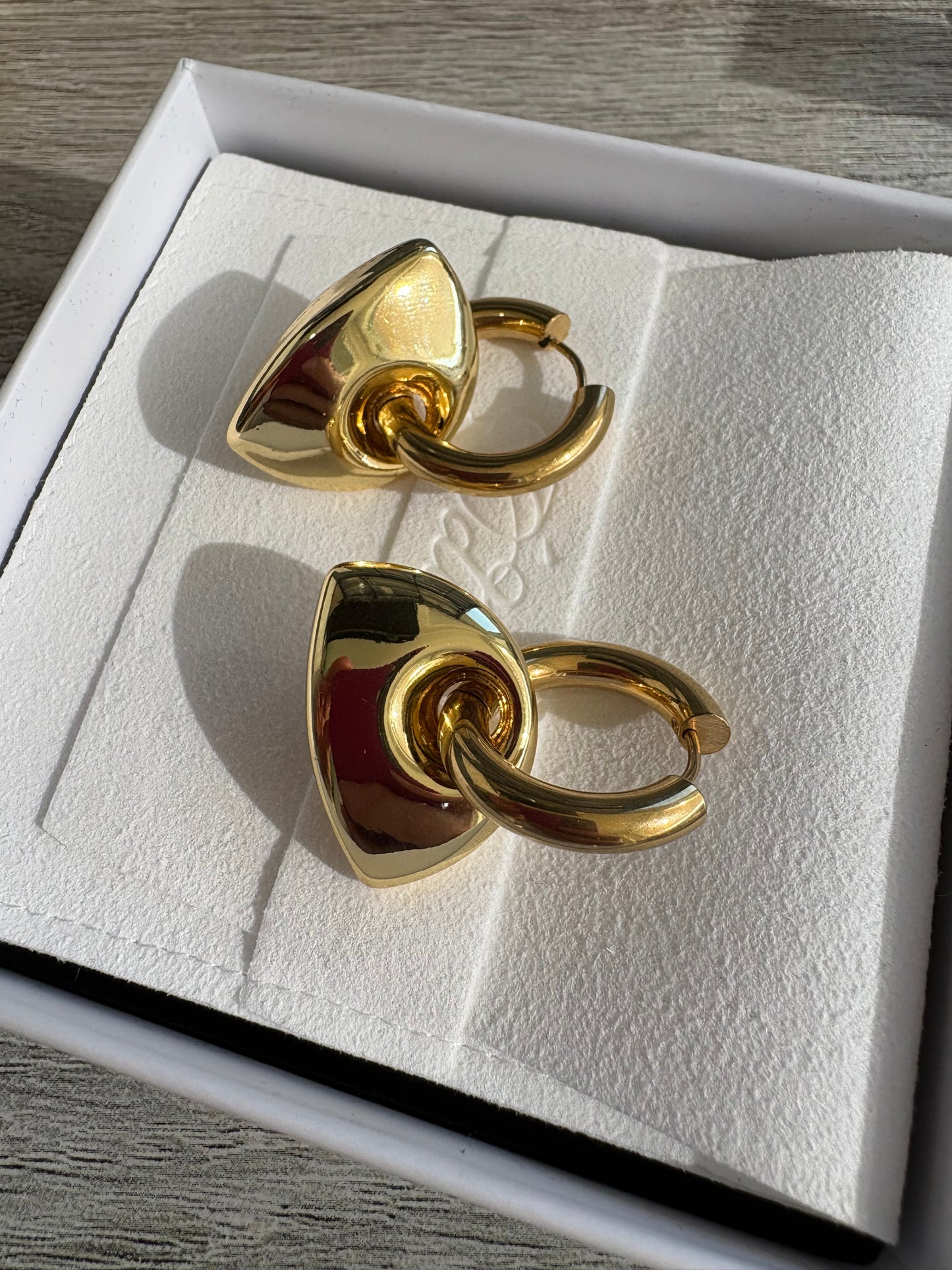Gold Ingot Modern Hoop Earrings