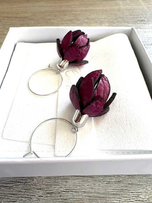 Wild Flower Buds-Plum on Steel Hoops