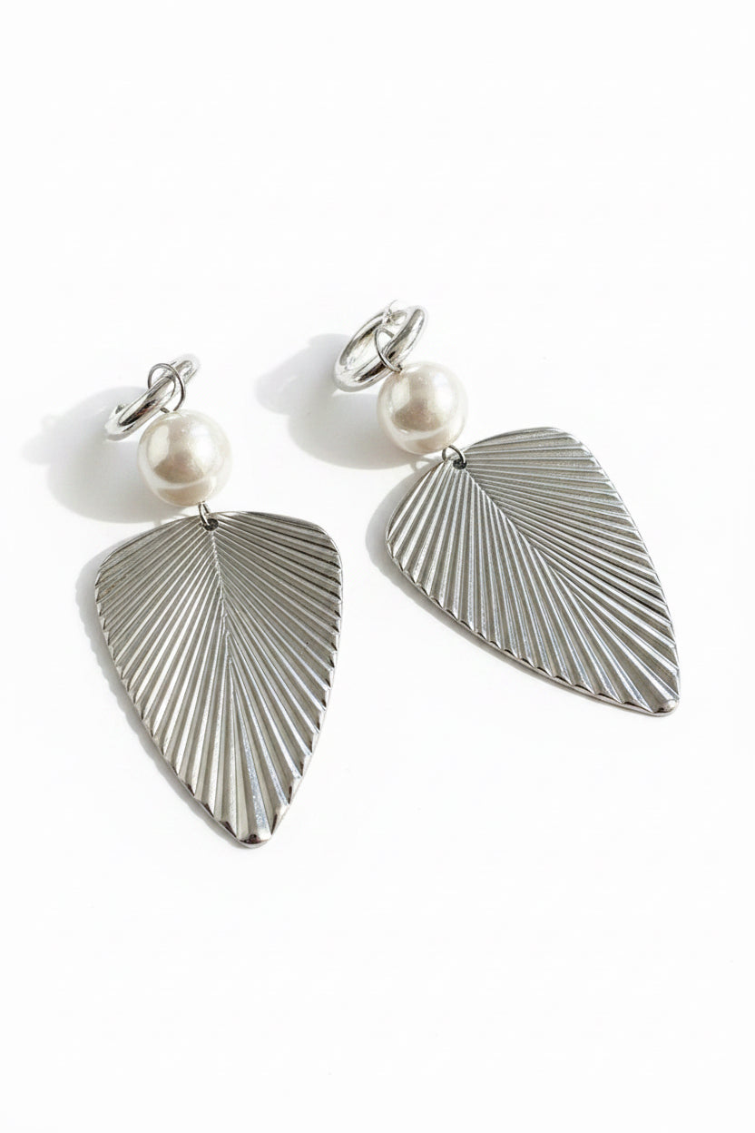 Tropical Pearl Palm Earrings Gold or Silver