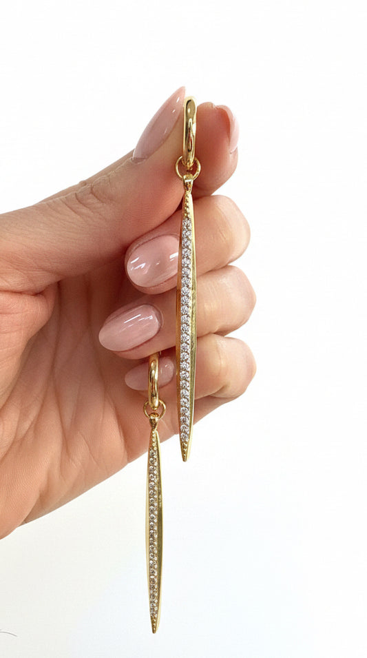 Sparkle encrusted Luxe Spike Earrings- Gold or Silver