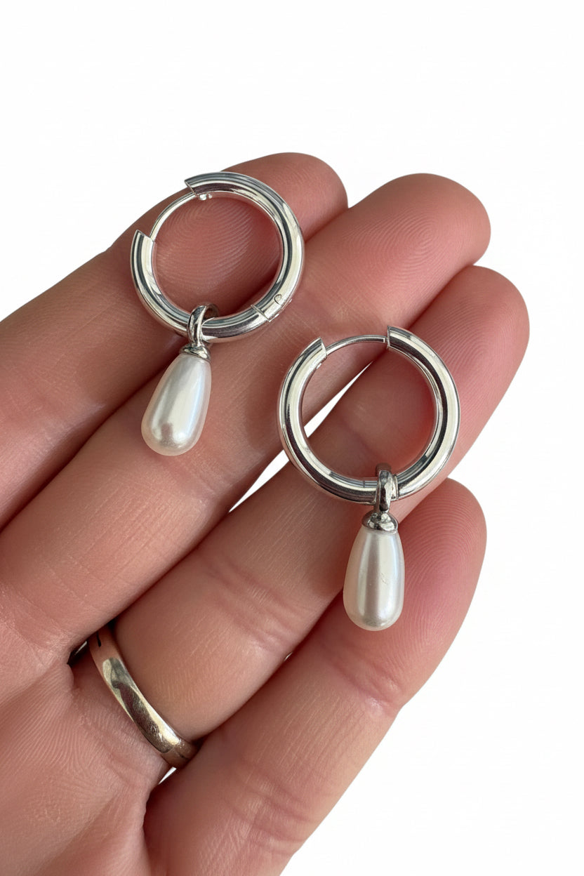 Pearl Droplet Hoops