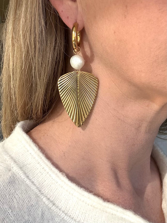 Tropical Pearl Palm Earrings