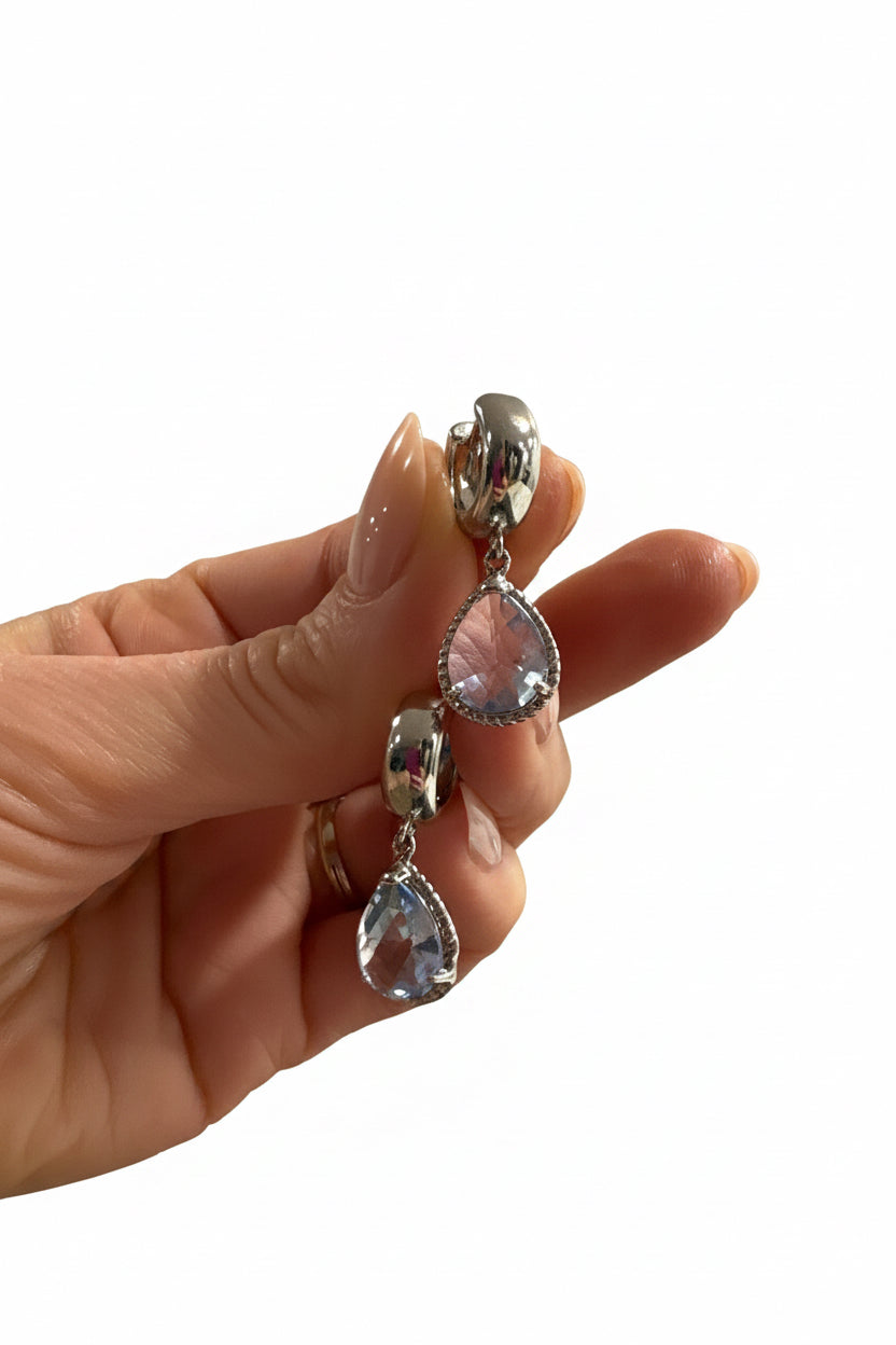 Aquamarine Classic Teardrops Silver