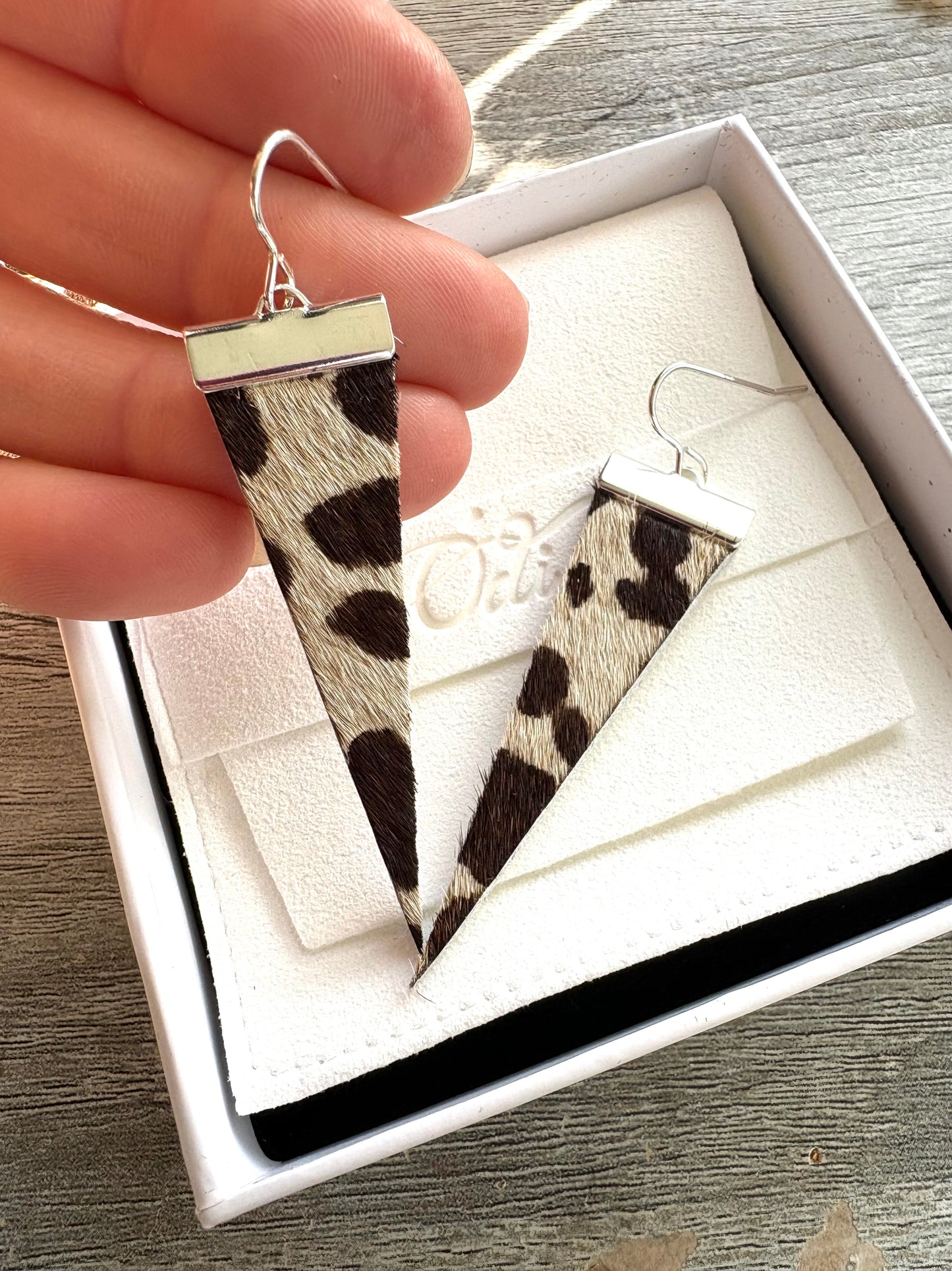 Leopard Luxe Leather Spear Earrings