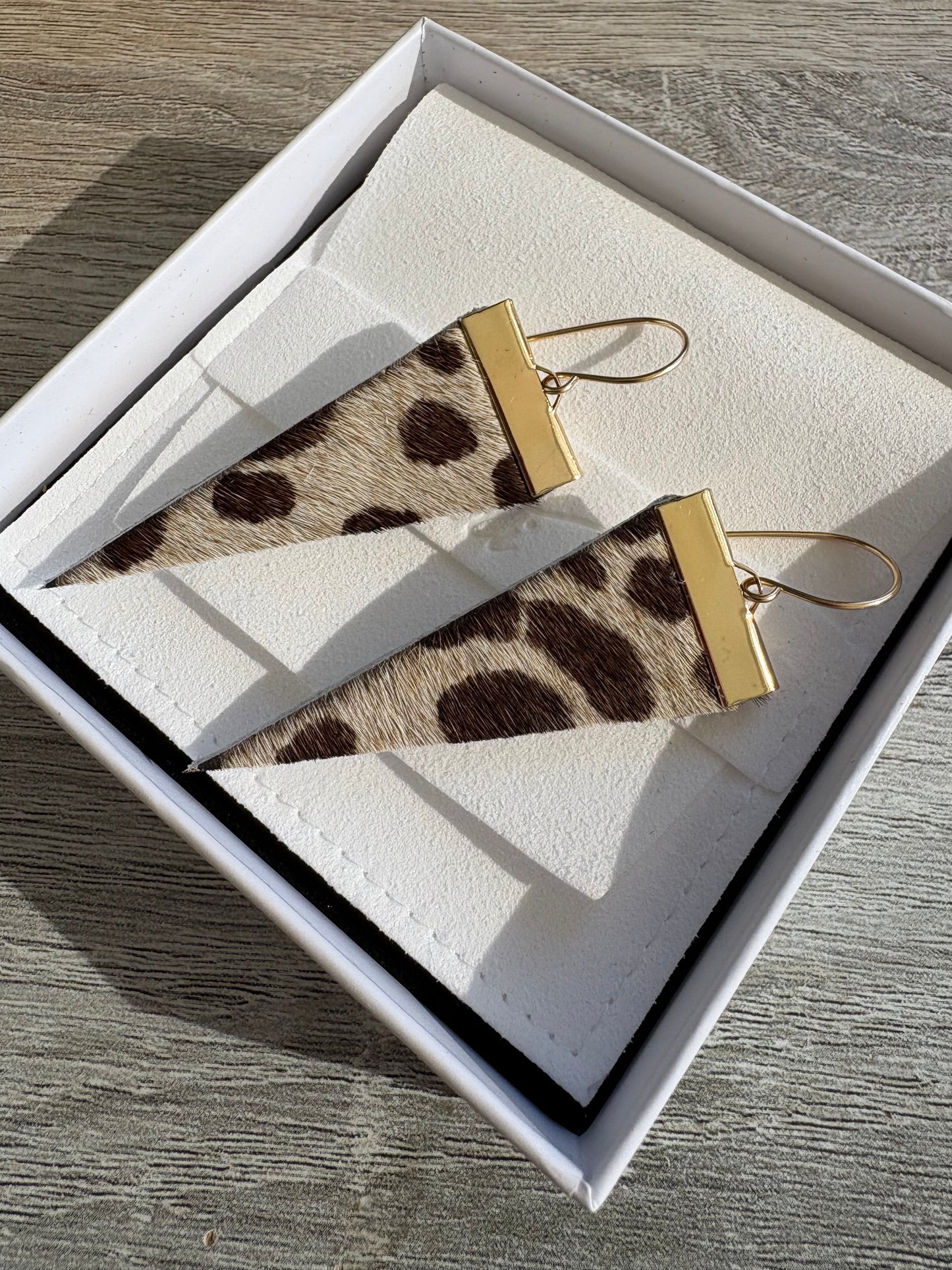 Leopard Luxe Leather Spear Earrings