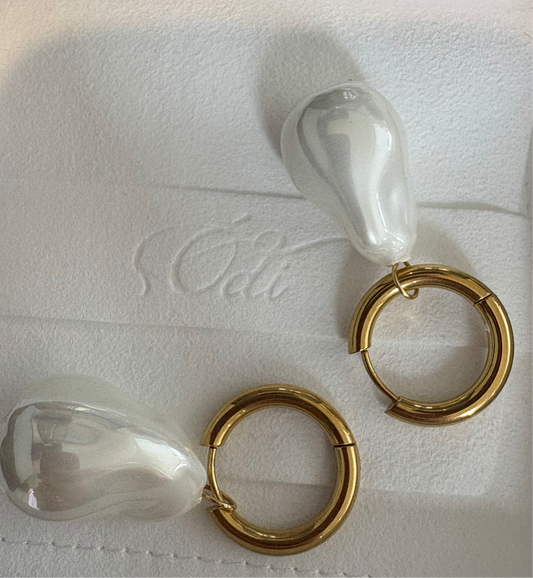 Baroque Faux Pearl Hoops