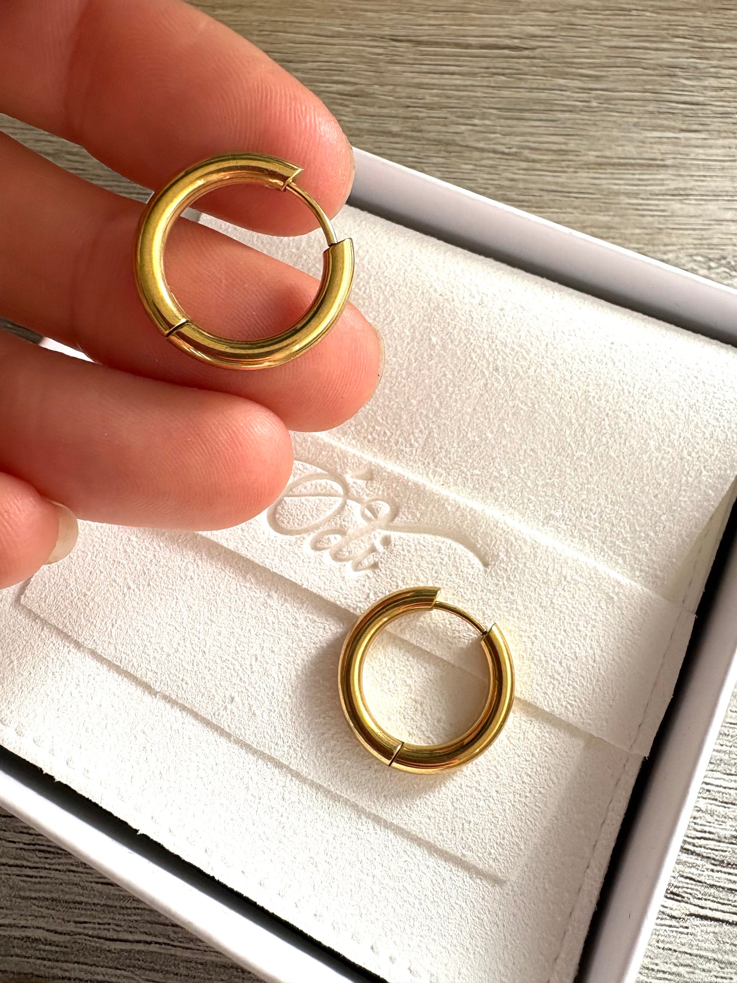 Plain & Layering Hoops Stainless Steel Gold