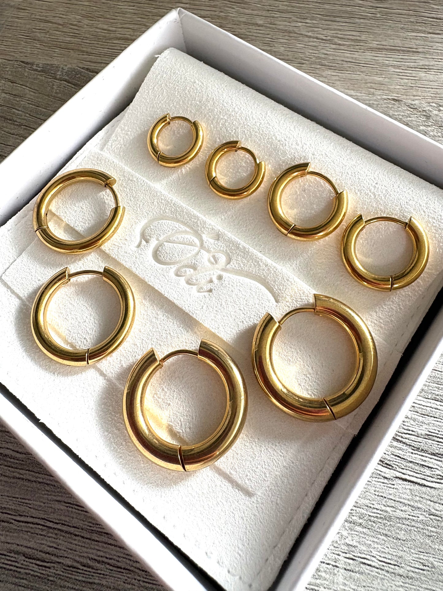 Plain & Layering Hoops Stainless Steel Gold