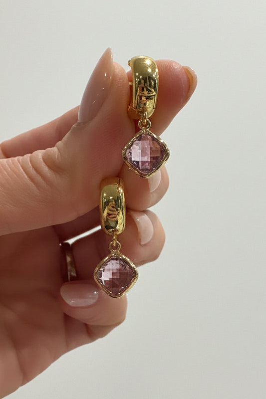 Pink Rhombus Jewel on Huggies Gold
