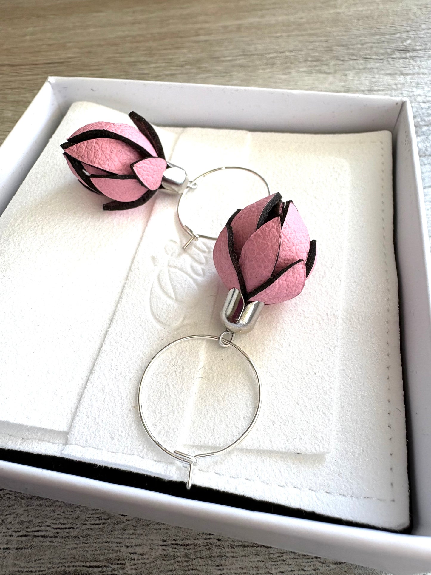 Wild Flower Buds- Pink on Steel Hoops