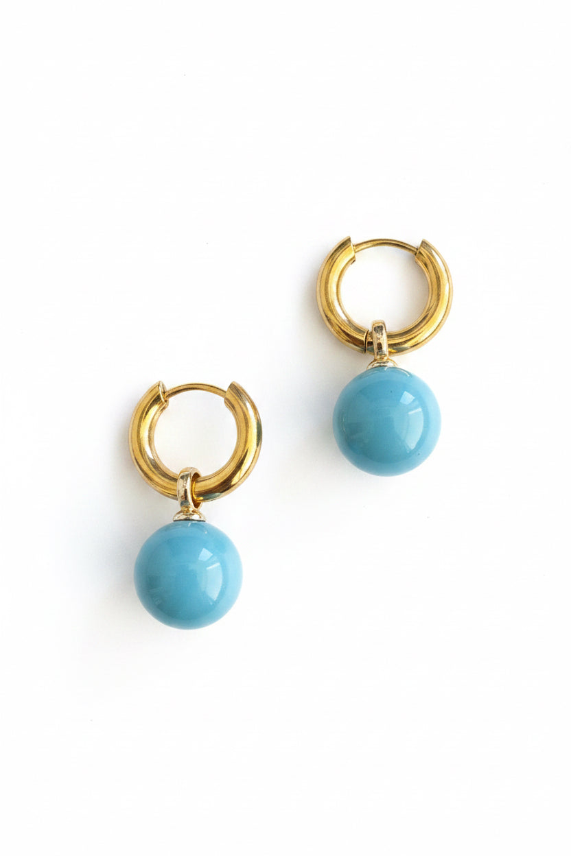 Turquoise Pearl Earrings Gold or Silver
