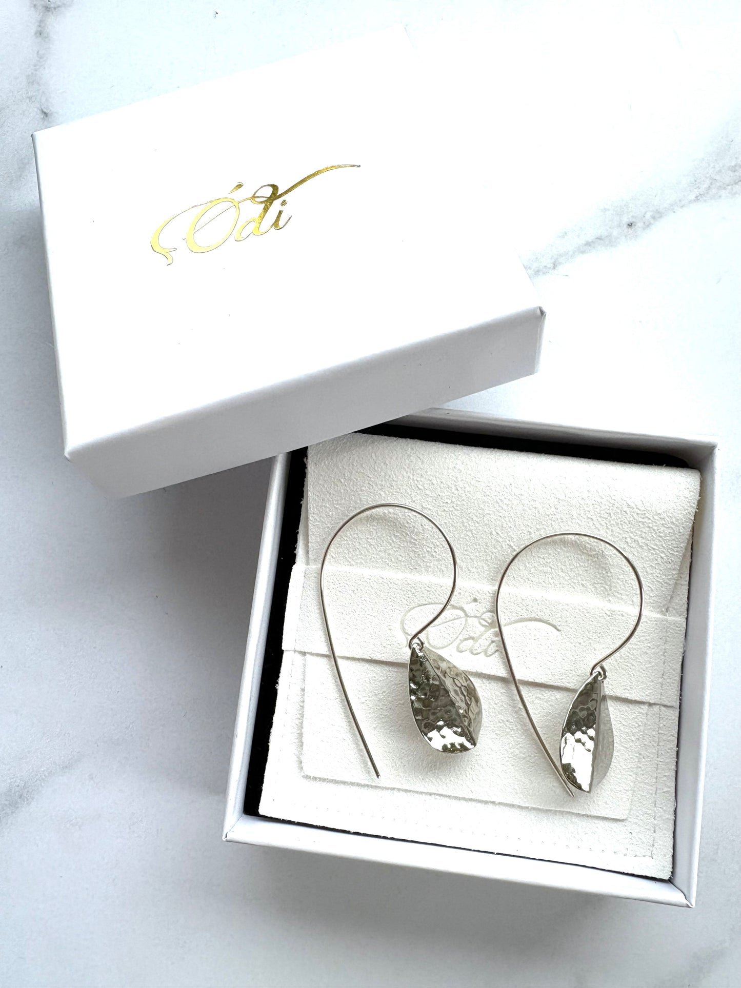 Hammered Petal on Handcrafted Ear Wires #256
