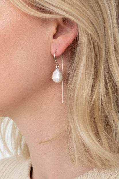 Baroque Pearl Statement Ear wires Sterling Silver