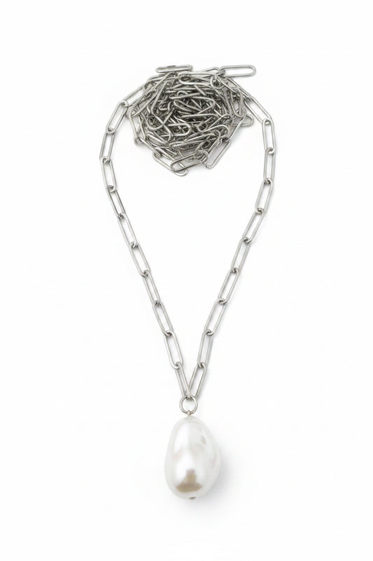 Baroque pearl Stainless Steel Necklace Silver