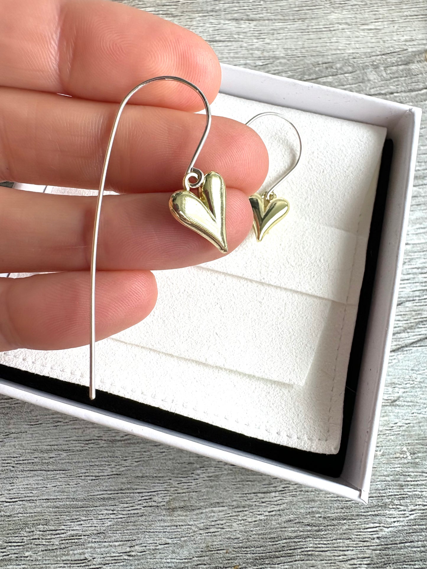 Contrasts Modern Hearts- Earrings-Gold & Sterling Silver