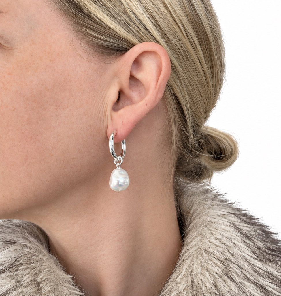 Baroque Pearl Hoops- Multiple Colour options
