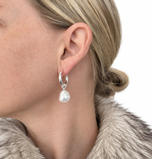 Baroque Pearl Hoops- Multiple Colour options