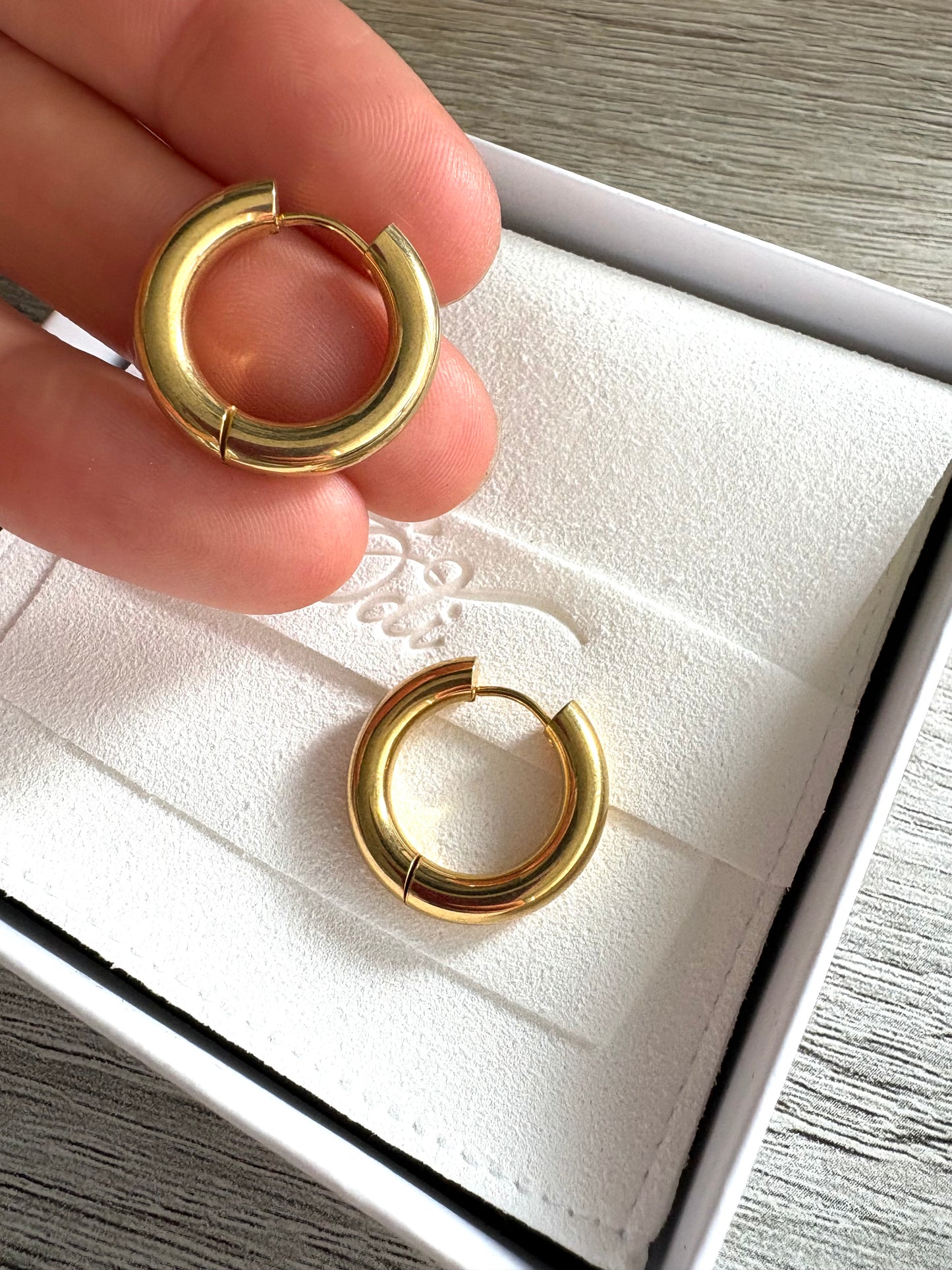 Plain & Layering Hoops Stainless Steel Gold