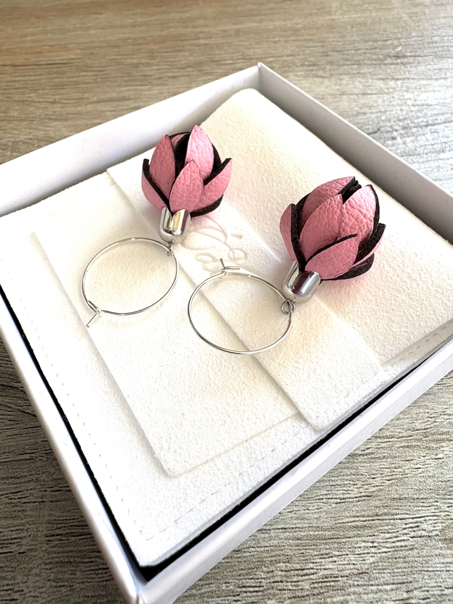 Wild Flower Buds- Pink on Steel Hoops
