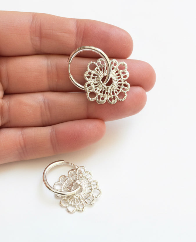 lace Hoops Gold or Silver