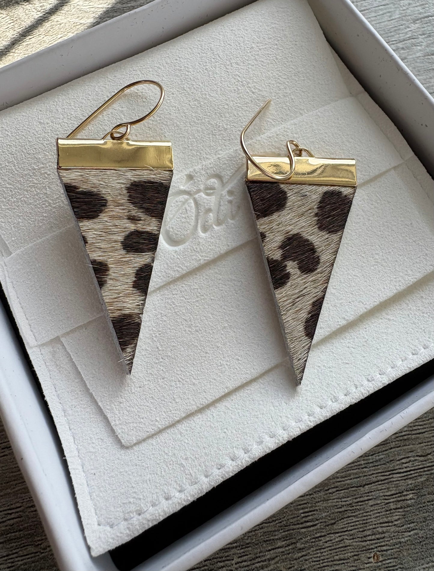 Leopard Luxe Leather Spear Earrings