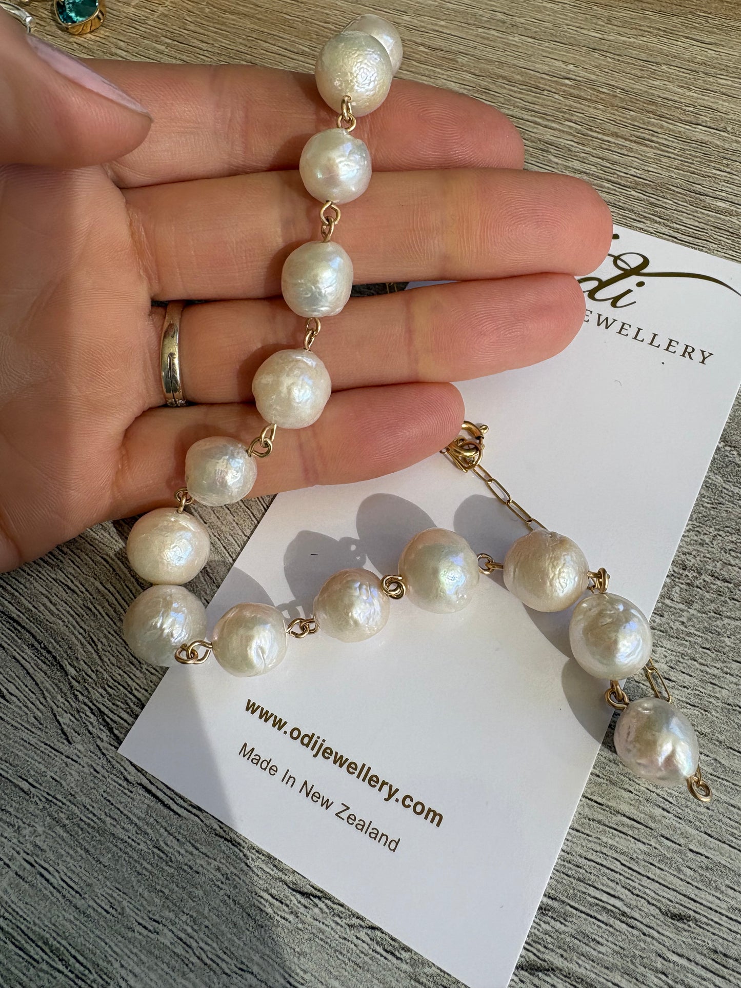 14Karat Gold Fill Linked Fresh Water Pearl Necklace with Paperclip Chain