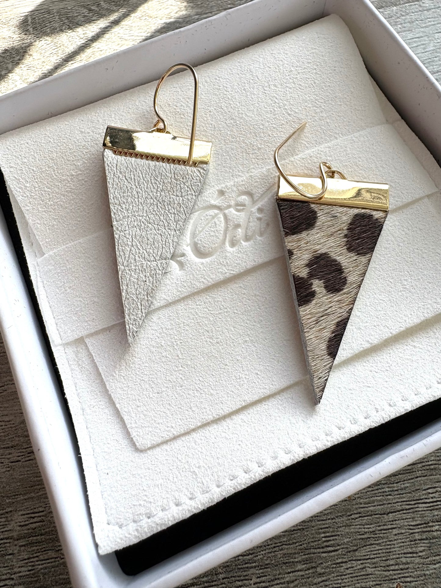 Leopard Luxe Leather Spear Earrings