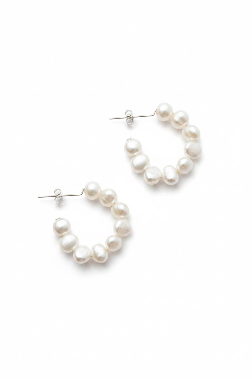 Nugget Pearl Hoops-gold or silver fittings