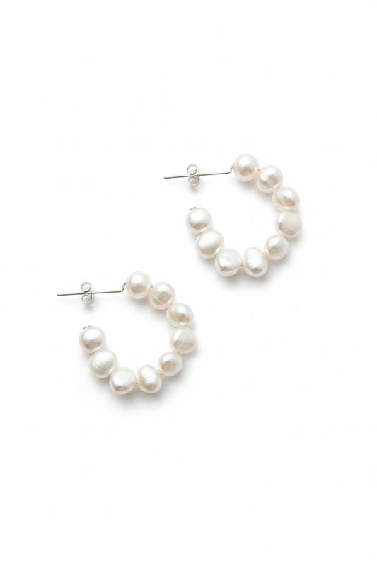 Nugget Pearl Hoops-gold or silver fittings