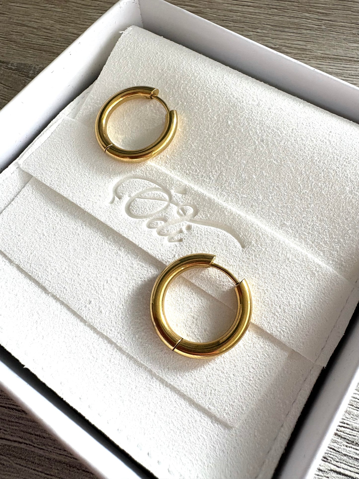 Plain & Layering Hoops Stainless Steel Gold