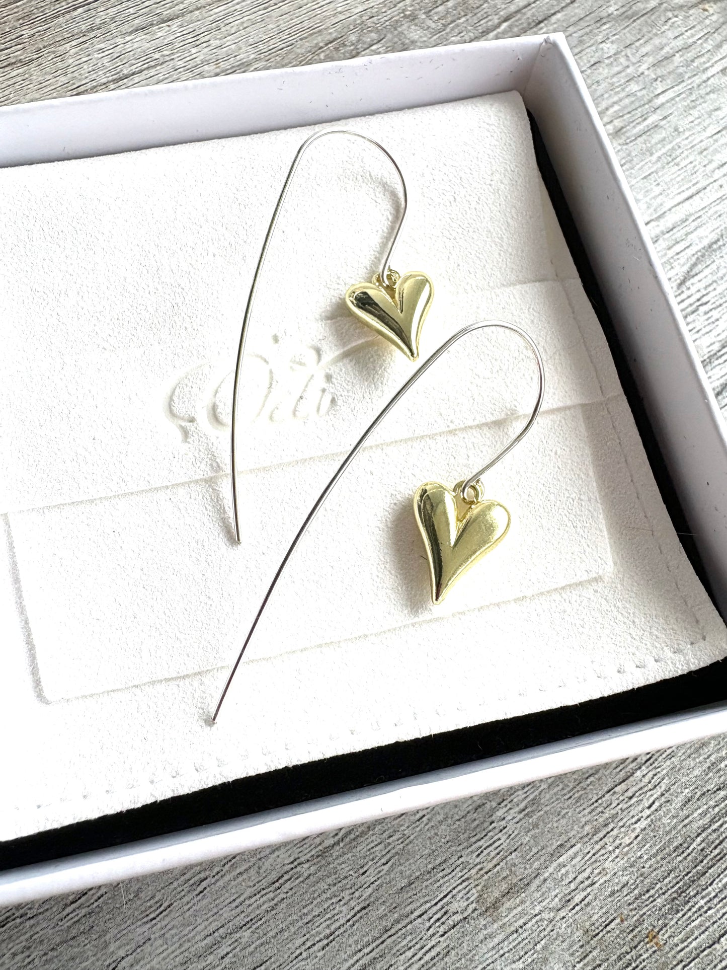 Contrasts Modern Hearts- Earrings-Gold & Sterling Silver