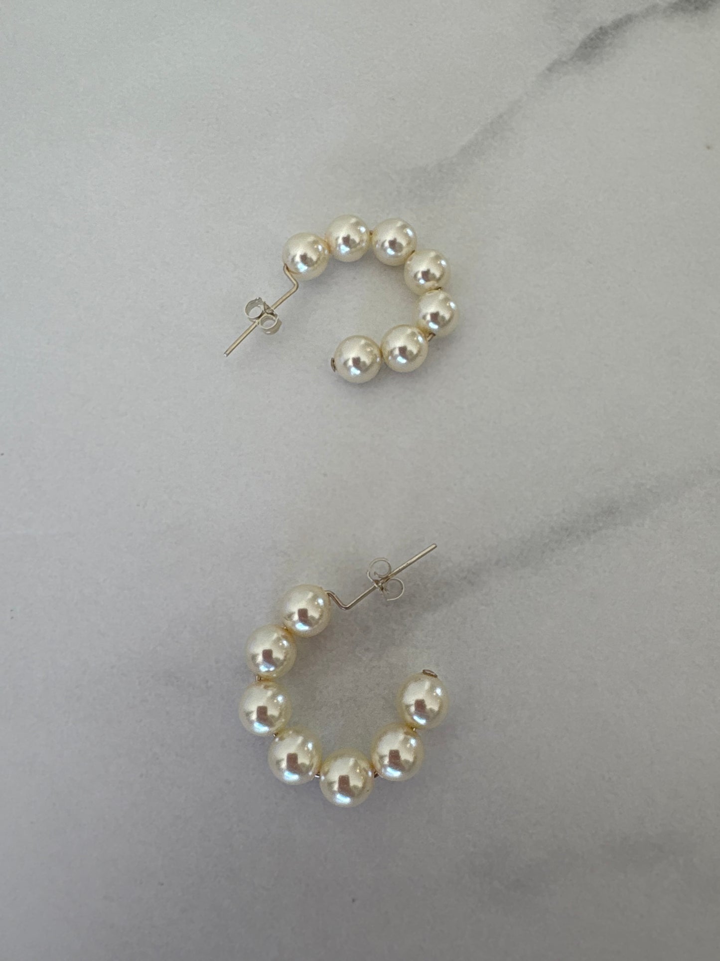 Cream Swarovski White Pearl Moon Hoops