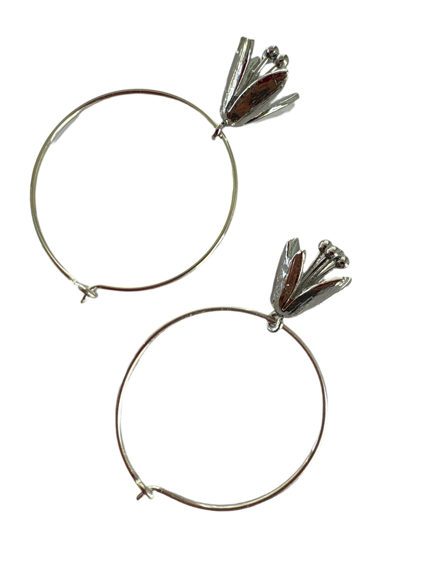 Luxe Loan Botanical Silver Hoop Earrings