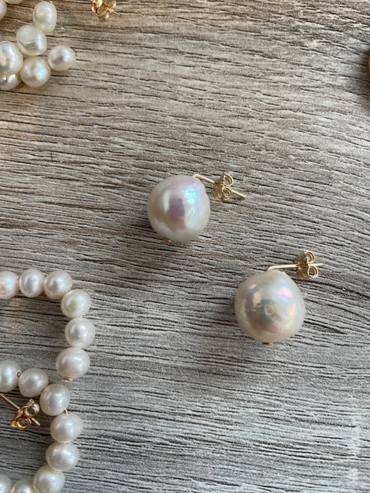 Lush Pearl drop studs- Silver or Gold
